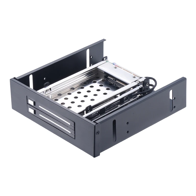 Trayless Swap Mobile Rack 5.25inch for 2 Bay Dual 2.5inch Hard Drive Internal SATA III HDD SSD Backplane Frame 5.25inch-2.5inch