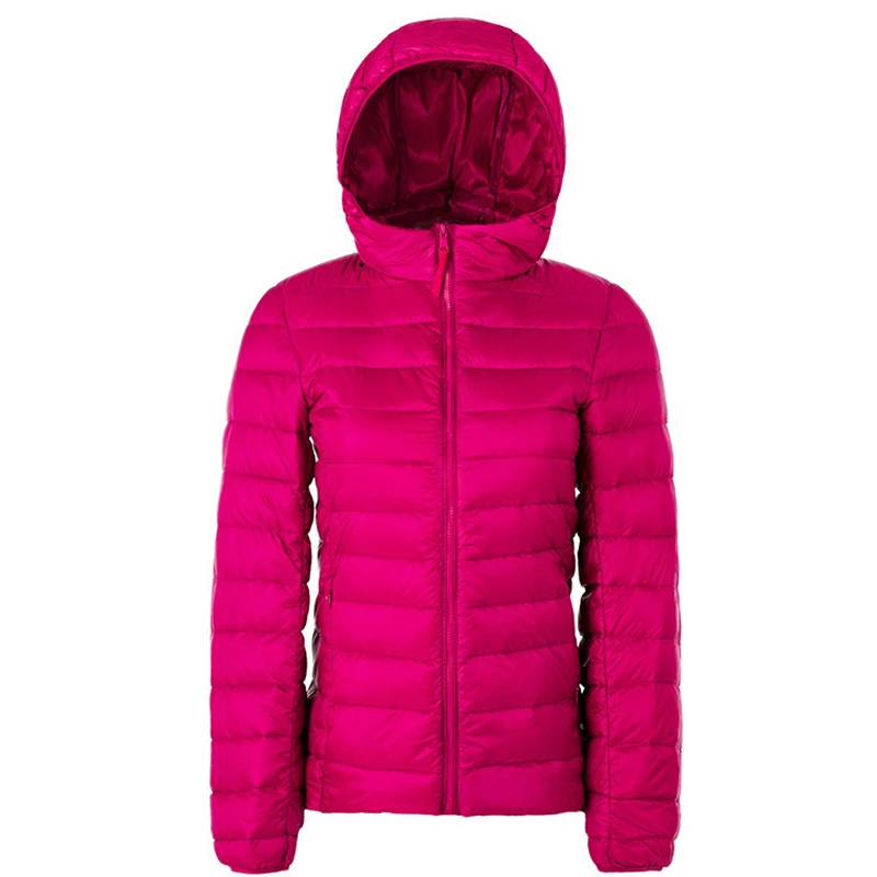 Зимняя женская Ультралегкая пуховая куртка куртки с капюшоном на утином пуху