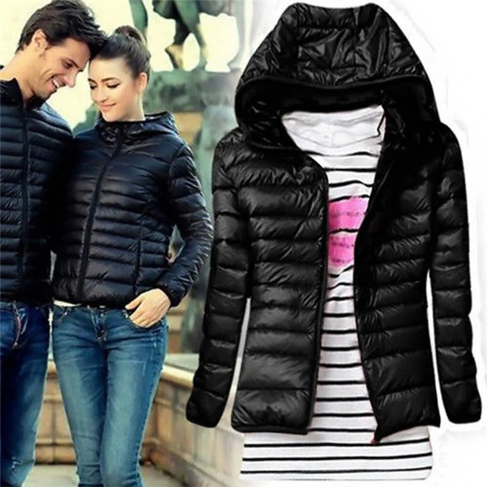 4 colors European and American long-sleeved hooded cotton padded jacket thin section short coat down women parka | Женская одежда