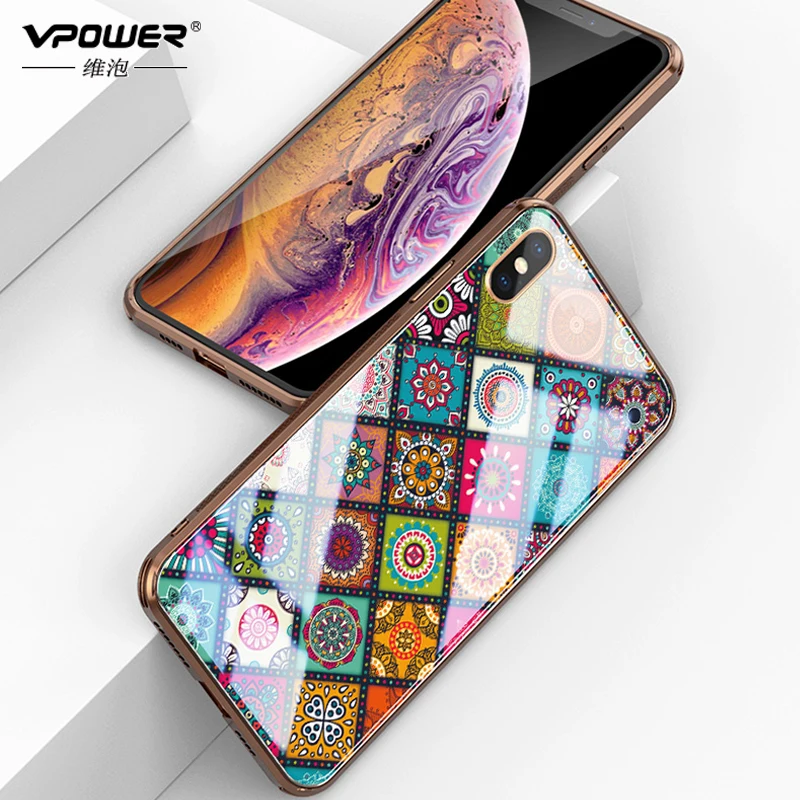 Vpower Роскошный чехол для телефона из закаленного стекла с леопардовым принтом iPhone