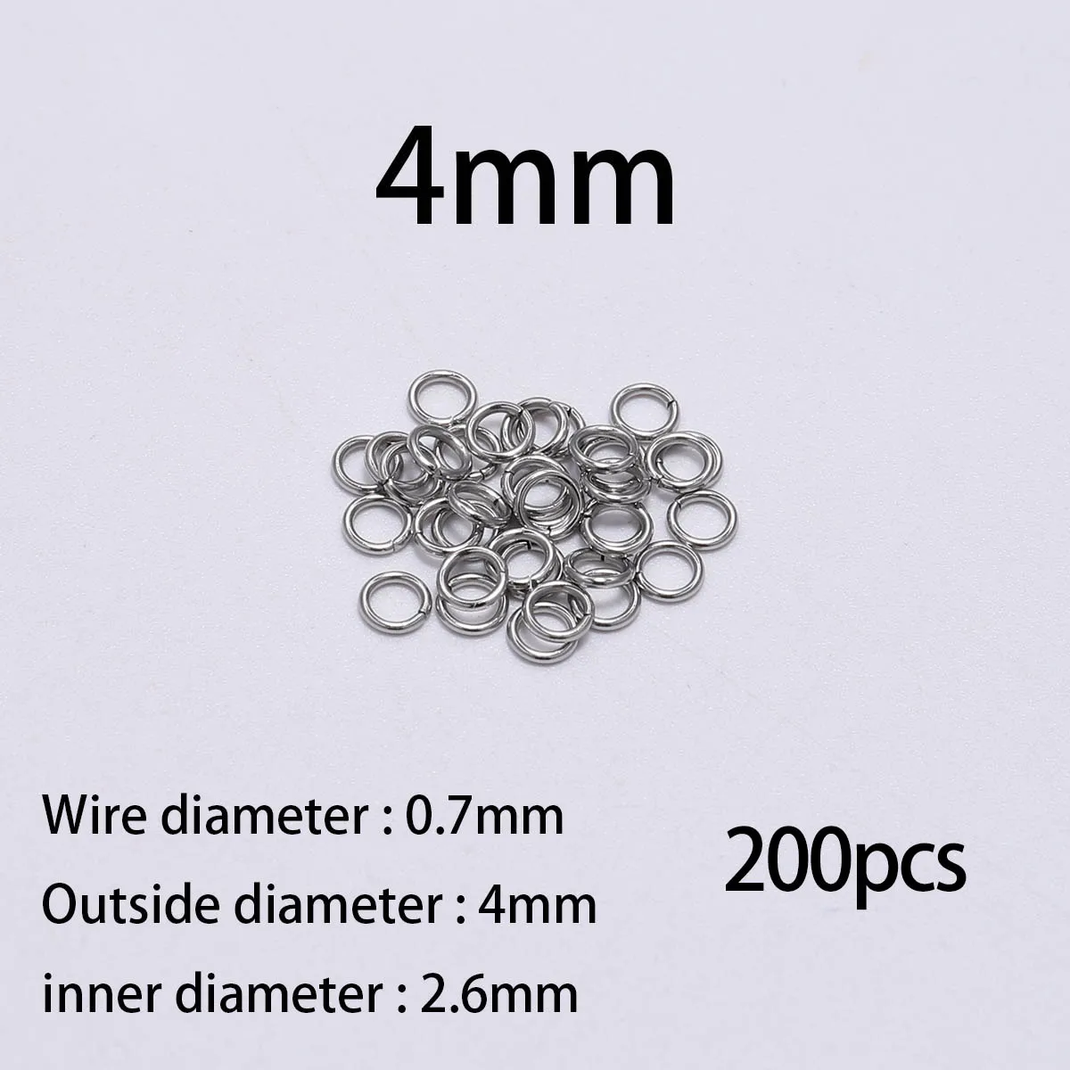 200pcs/Lot 4 5 6 8 10mm Stainless Steel Open Jump Rings Split Rings Connector For jewelry making Findings Accessories Supplies