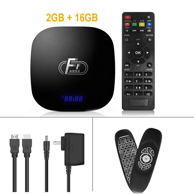 2GB 16G C120 EN A95X F1 Android 8,1 ТВ приставка Amlogic S905W четырехъядерный Android цифровой ТВ приставка поддержка 4K wifi HDMI RJ45 медиаплеер приставка - Цвет: 2GB 16G C120 EN
