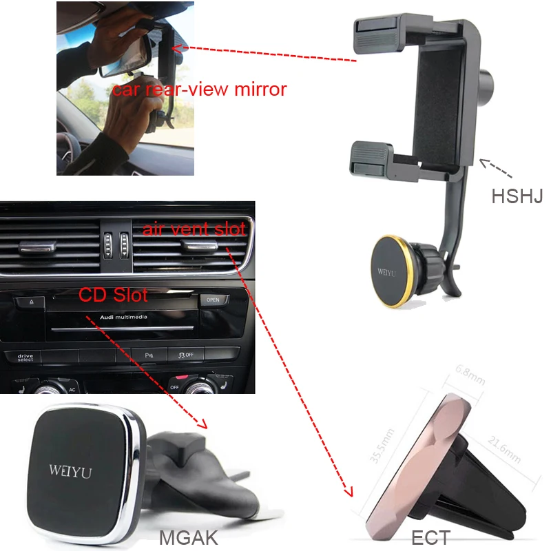 Магнитная Автомобиль Air Vent клип/CD плееры/Car зеркало заднего вида мобильного