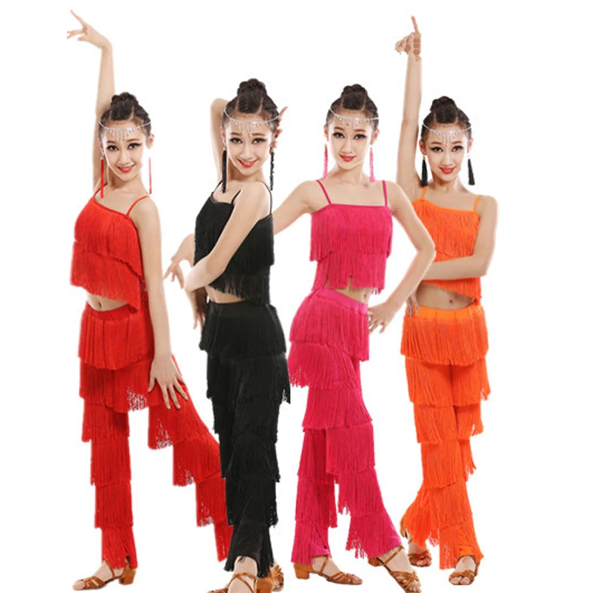 Костюмы для латинских танцев с кисточками самбы костюмы сальсы Бальные