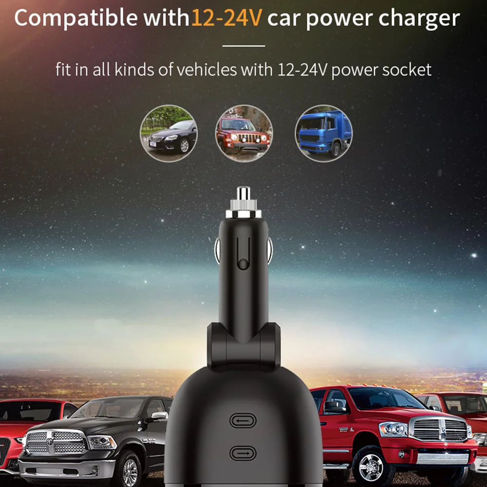 

Mobile Phone Car Charger For iPhone Samsung Xiaomi 12-24V 3.6A Dual USB 2 Cigarette Lighter Socket Independent On/off Switch
