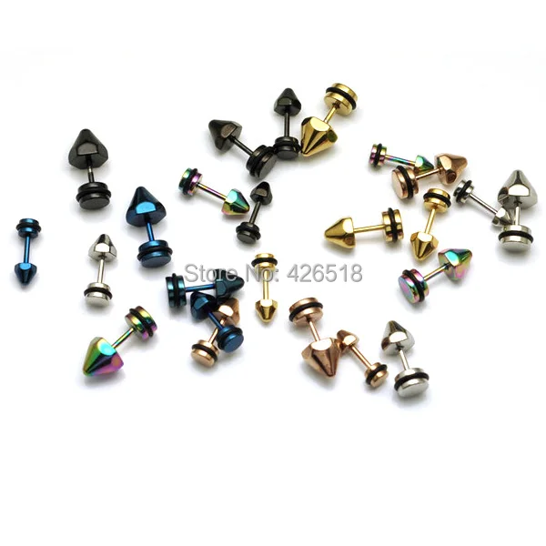 Серьги гвоздики с шестигранным конусом пластиковые круглые мужские Винты из