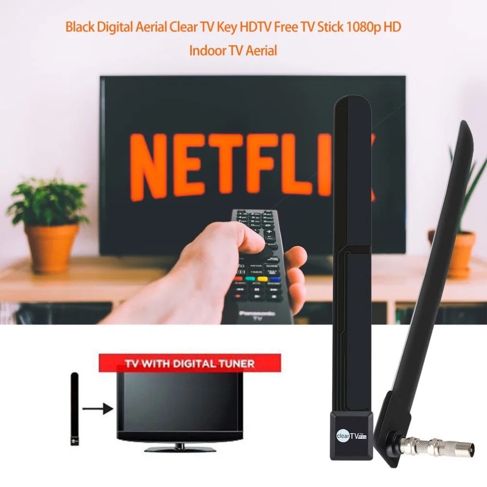 Черная Цифровая воздушная прозрачная ТВ-клавиша HD tv ТВ-палка внутренняя ТВ-антенна 1080p HD канатная канавка для усиления сигнала для дома