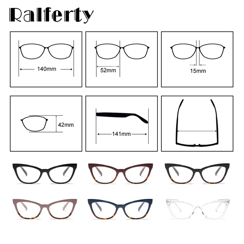 Женские прозрачные очки Ralferty Cat Eye в ретро стиле с прозрачной оправой для