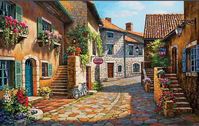 3D фрески на заказ пейзаж Европейского городского пейзажа картина маслом обои для