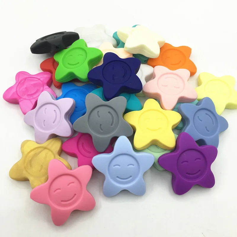 

Silicone Baby Teether Star Teethers DIY Nursing Necklace Accessories Silicone Beads Chewable Pendants BPA FREE Silicone Teether