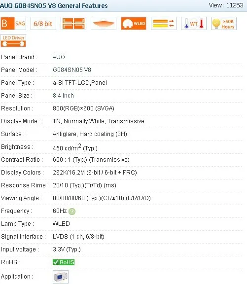 

G084SN05 V8 G084SN05 V9 8.4INCH Industrial LCD,new&A+ Grade in stock, tested before shipment