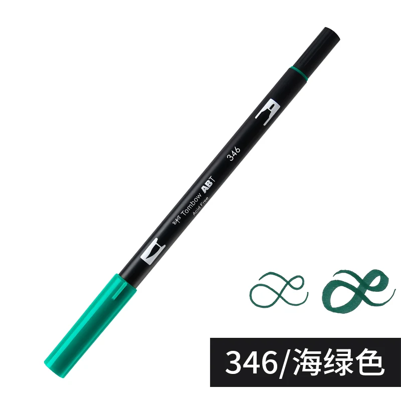 346 ABT Tombow, двойная кисть, художественные маркеры, акварельные маркеры, 96 цветов, мягкая ручка для рукописного письма, профессиональные ручки для рисования - Цвет: 346