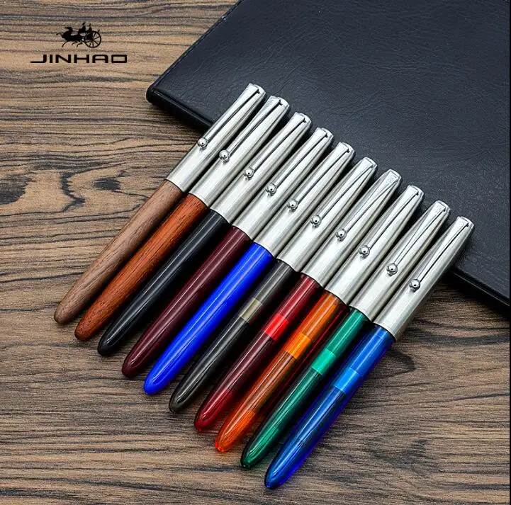 Jinhao 51a 0,38 мм перьевая ручка, деревянные чернильные ручки, прозрачная ручка для школьного письма, pluma fuente, офисные принадлежности, stylo plume