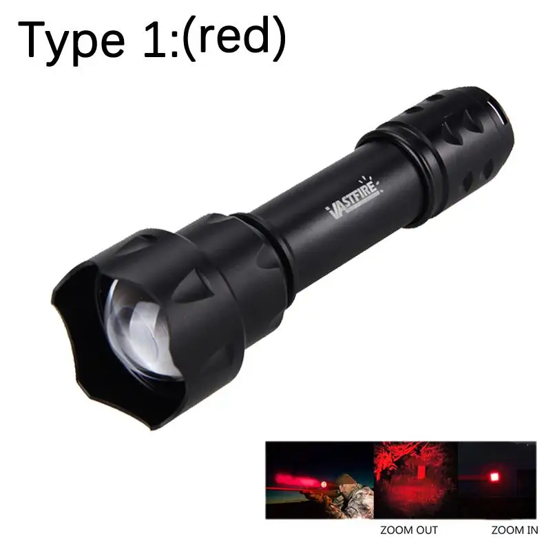 Type 1 (red) UF-T20 светильник-вспышка Linterna светодиодный фонарь светильник XPE R5 тактический Алюминиевый охотничий светильник-вспышка+ 18650+ зарядное устройство+ крепление для винтовки - Испускаемый цвет: Type 1 (red)
