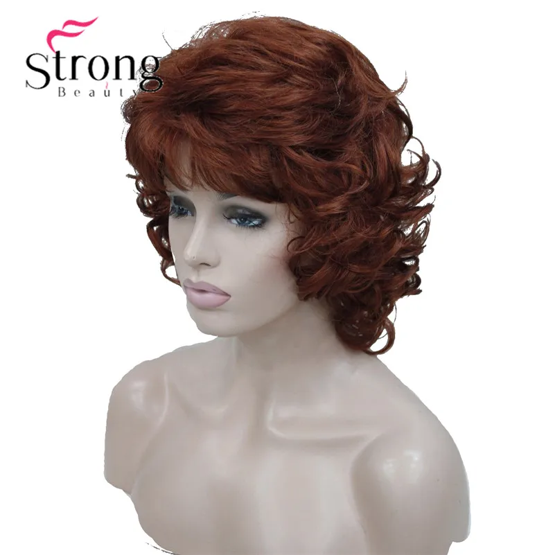 StrongBeauty короткие мягкие лохматый слоистых полный синтетический парик коричневым вьющиеся Для женщин синтетические парики
