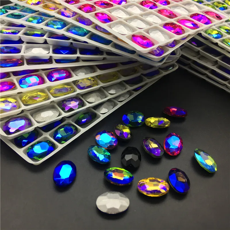 Топстон цвета AB Овальный причудливый Камень задняя сторона лампы размеры 6x8 мм 8x10