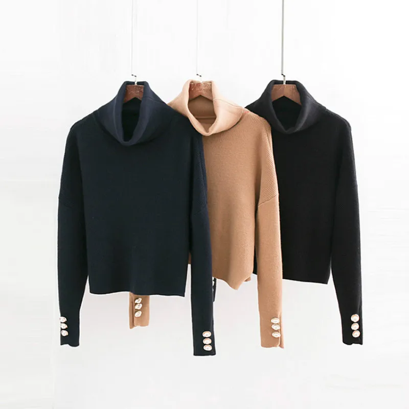 Новые модные женские туфли свитера с высоким воротом 2018 осень для женщин