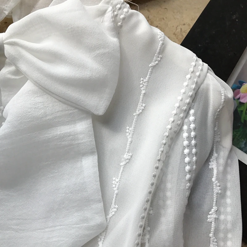 Женская шифоновая блузка с длинным рукавом элегантная офисная белая бантом и