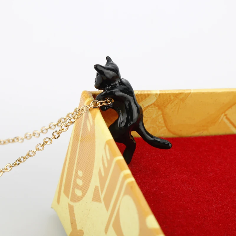 Модное ожерелье в виде милого черного животного маленькие милые Подвески кота