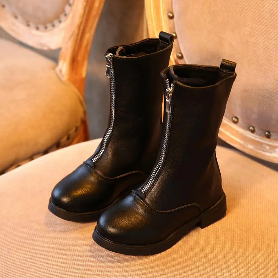 Кожаные ботинки для девочек; Chaussure Enfant; детские ботинки; зимняя обувь для мальчиков и девочек; детские резиновые сапоги; высокие сапоги из искусственной кожи