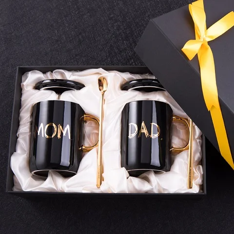 Black Set SPSCO 400 мл креативная классическая керамическая кофейная кружка чайная чашка с подарочной коробкой в подарок для родителей подарок на День Благодарения - Цвет: Black Set