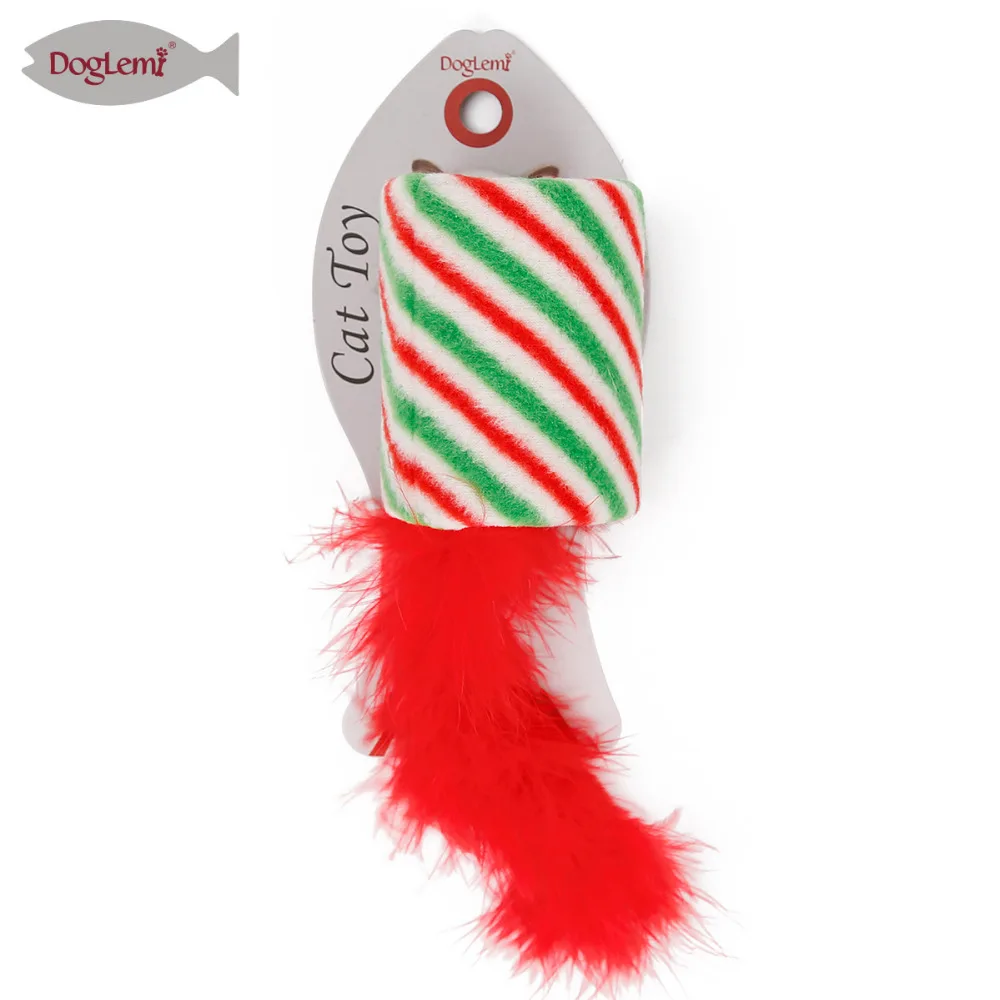Christmas Cat Tube Toys Nature Feather with Bell Kitten Toy | Дом и сад