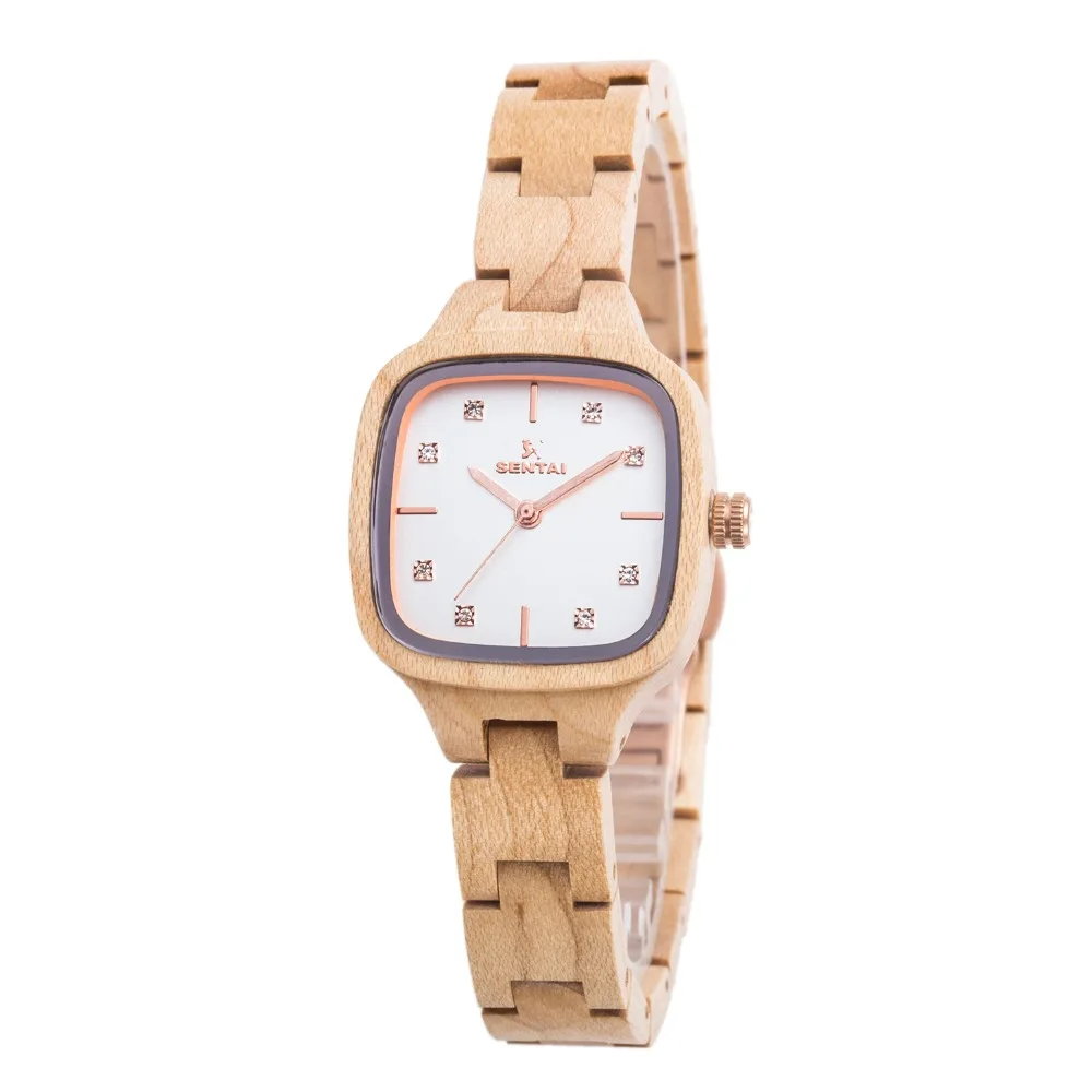 Роскошные модные женские часы SENTAI брендовые деревянные кварцевые ручной работы