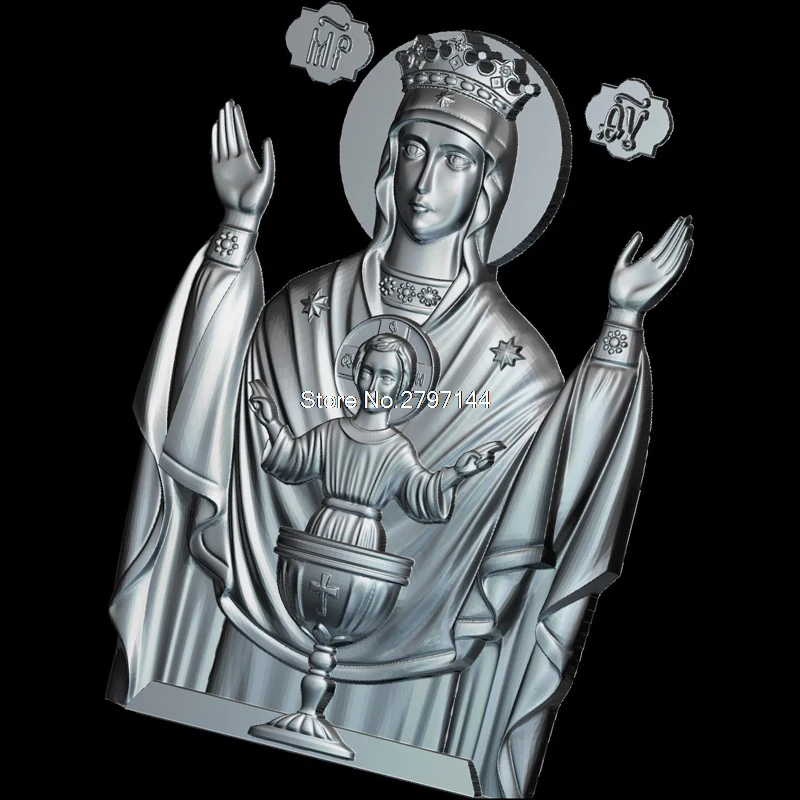 3d модель Мама Божия неиссякаемая чаша для станка с ЧПУ STL формат Religion рельефа 3