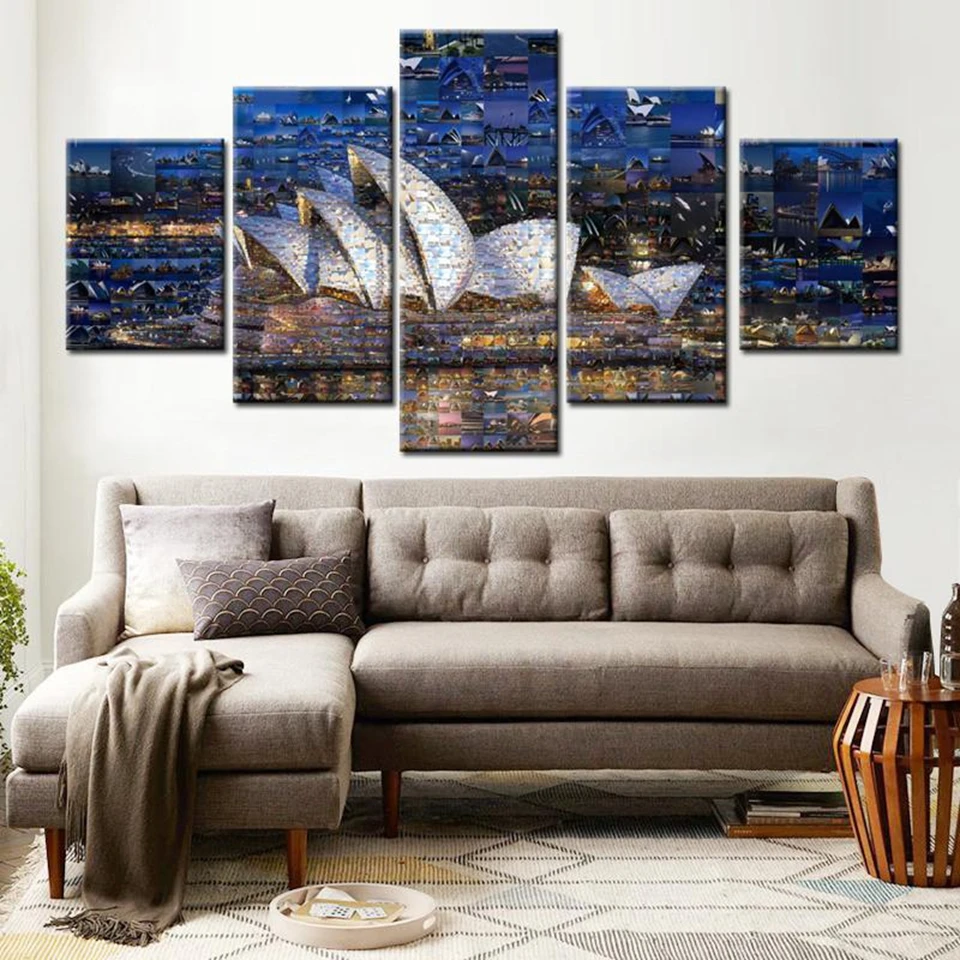 Embelish 5 Pieces Sydney Opera Modern Home Decor Posters For Living Room HD Canvas Landscape Modular Pictures Wall Art | Дом и сад
