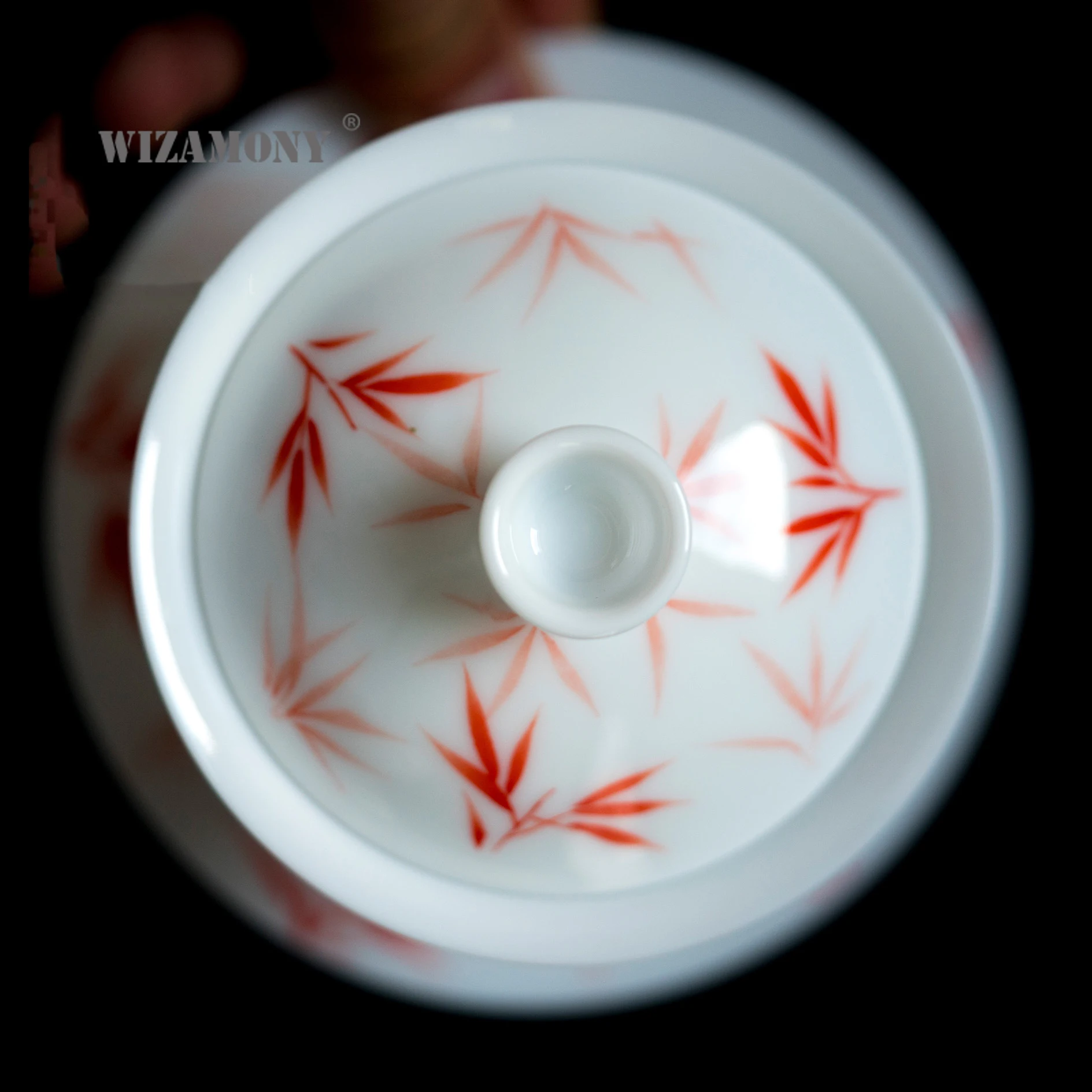 1 шт. wizamony голубой и белый бамбук Gaiwan Китайский древний глазурь Цзиндэчжэнь