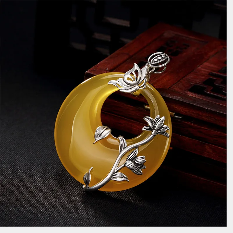 Женская подвеска бабочка из серебра 925 пробы с цветочным принтом|Подвески| |