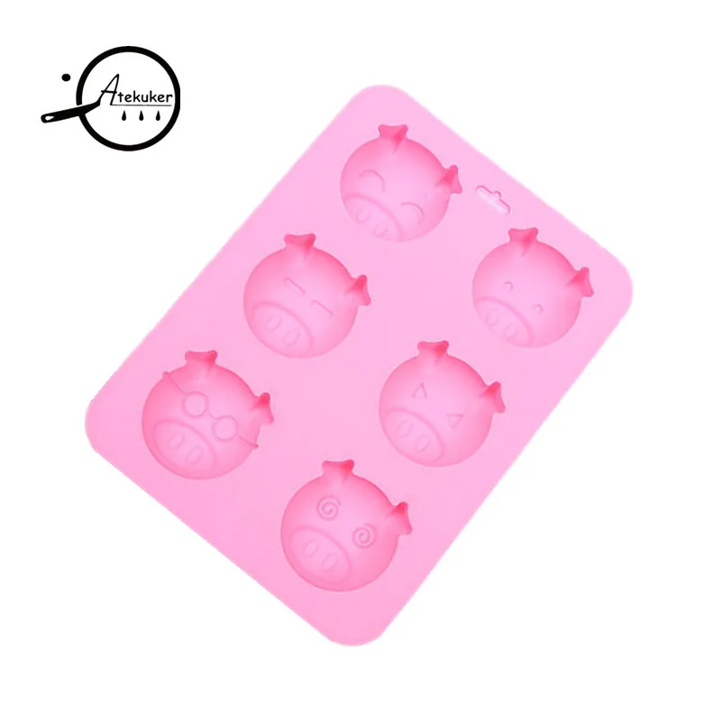 Atekuker 3Pcs/set Pig Bear Lion Frog Dog Cat Elephant Hippo Shape Silicone Mold For Baking Cake Form Silicone Form For Soap Ice