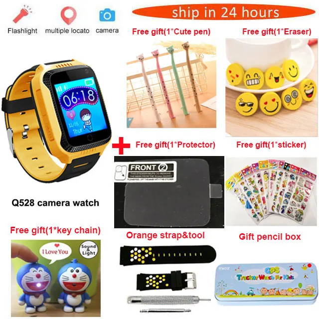 TWOX Q528 Y21 gps умные часы с фонариком детские часы с сенсорным экраном SOS устройство обнаружения вызова трекер для детей безопасный PK Q50 Q100 - Цвет: orange package 4