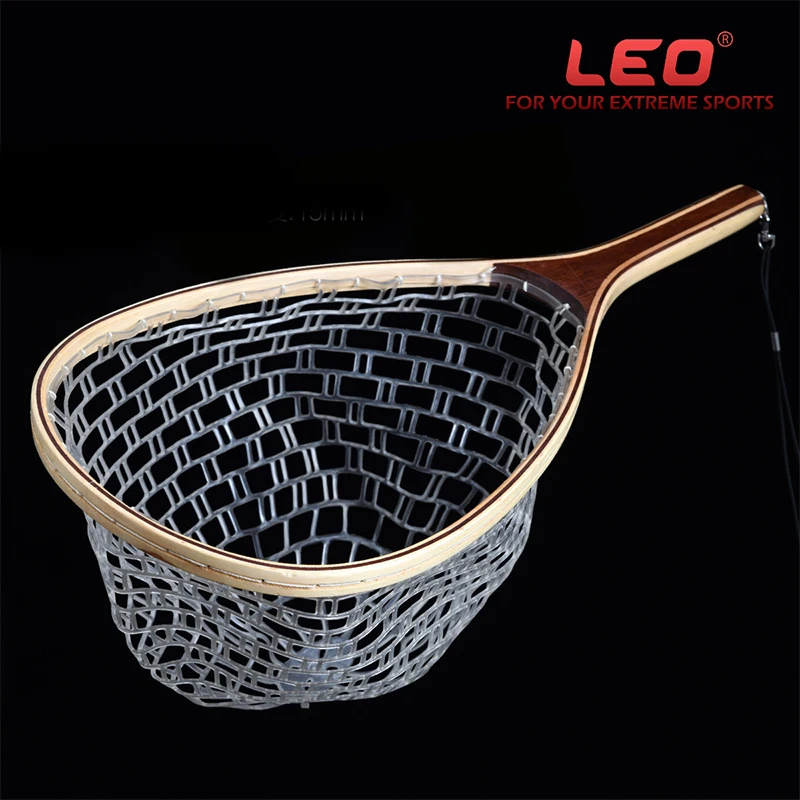 Рыболовная сеть LEO с деревянной ручкой рыболовное снаряжение для ловли нахлыстом