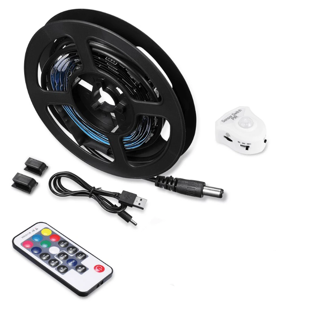 Светодиодный светильник под шкаф s rgb 5050 PIR инфракрасный светильник с датчиком движения под кровать шкаф ночной Светильник авто вкл/выкл Светодиодная лента