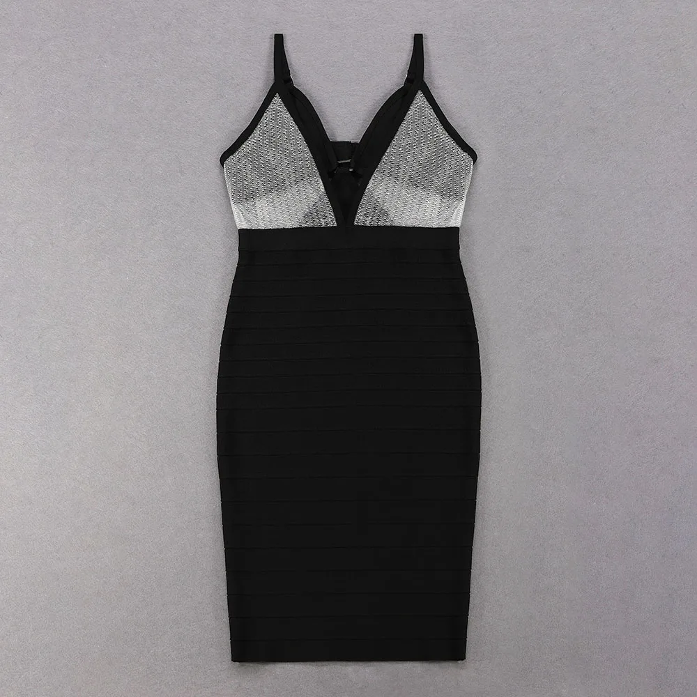 

2019 New Women black v neck spaghetti strap sleeveless Vestidos dress Bodycon Celebrity evening Party Dress dropshipping