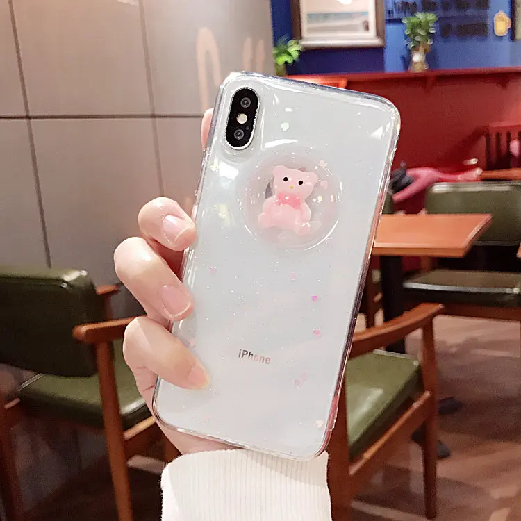 Чехол для телефона Huawei mate 9 10 20 lite pro Nova 2 plus 3i милый 3D блеск Сердце Медведь Мягкий