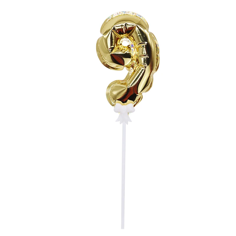 gold number 9 1/2 шт 7 дюймов фольга номер шар торт Топпер самонадувающиеся золотые Серебристые шары для детей взрослых День рождения украшения торта 8 - Цвет: gold number 9
