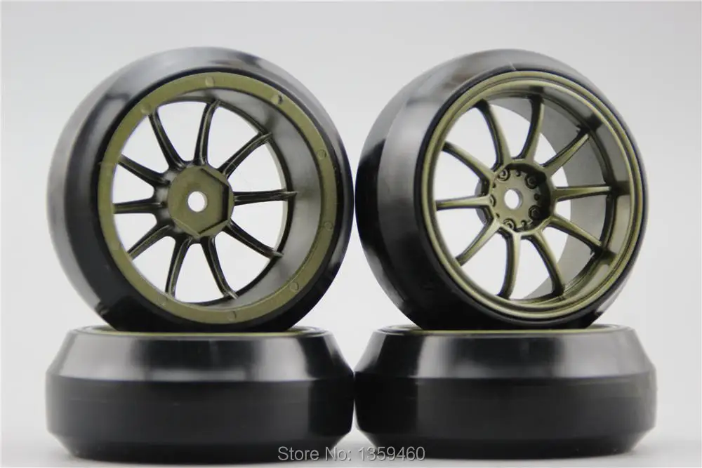 4 шт. RC 1/10 твердый Drift Tire обод колеса с шиной W10S2BR мм Смещение (живопись Brozen)