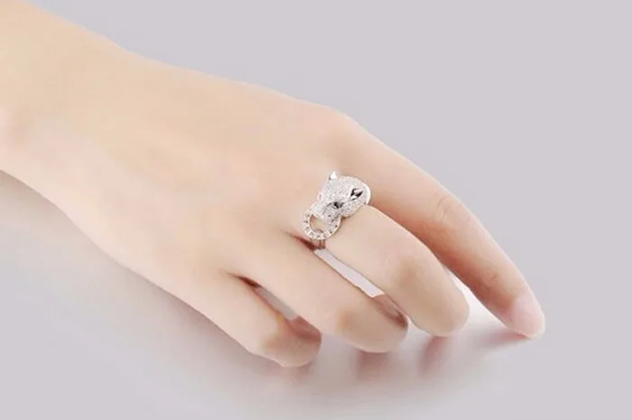 Популярные серебряные леопардовые кольца для женщин модные с животными вечерние