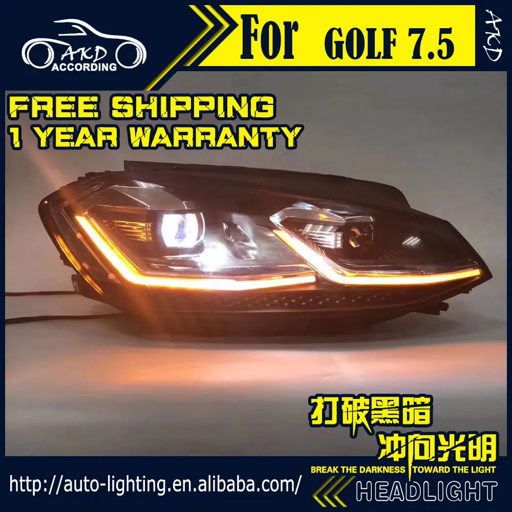 Головной фонарь в сборе для Volks wgen Golf 7 фары Golf 7,5 светодиодный фонарь DRL динамический сигнал поворота Биксеноновые линзы HID