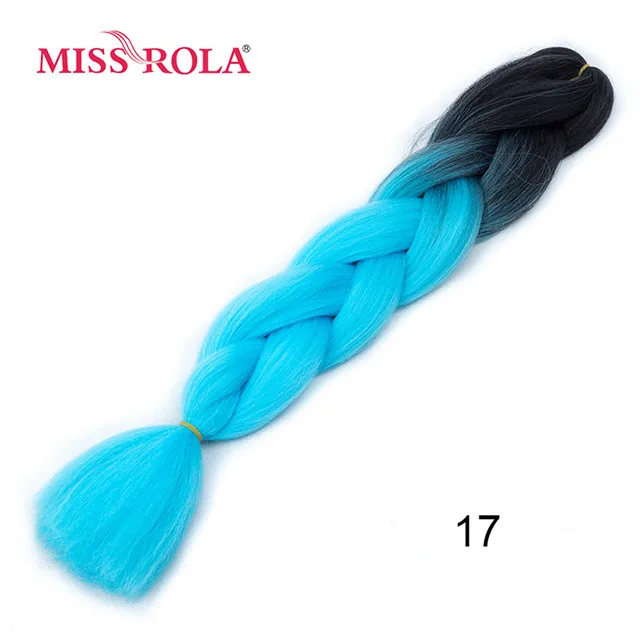 #16 Miss Rola, Омбре, синтетические волосы, Джамбо, плетение, 24 дюйма, высокотемпературное волокно, вязанное крючком, огромные косички, 100 г, Радужный Омбре, цвет - Цвет: #16