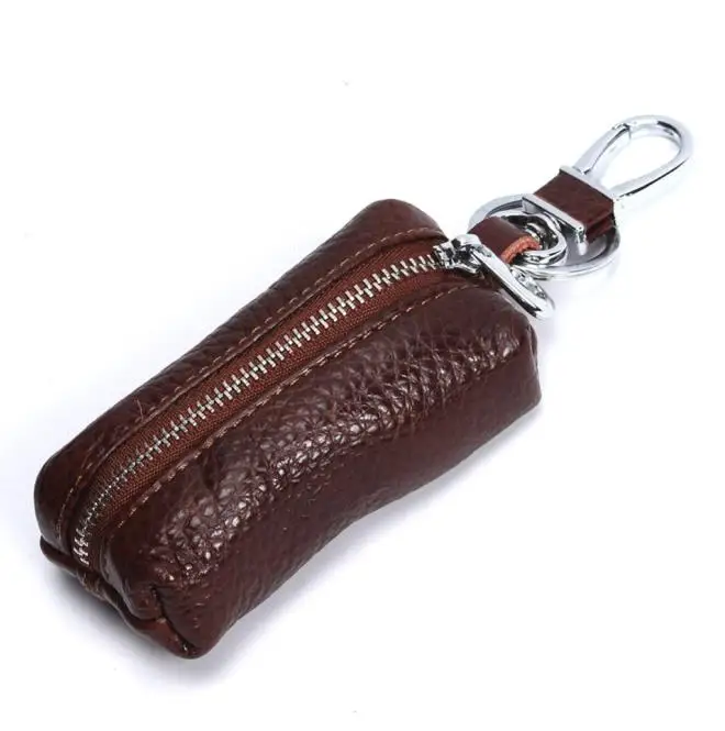 Пояса из натуральной кожи Ключи Женские Кошельки Для мужчин Key Holder ключница ключи Для женщин брелок Чехлы для мангала молния ключеник сумка кошелек - Цвет: Коричневый