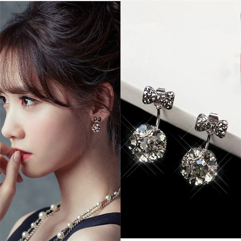 2021 корейские популярные женские модные висячие серьги с черным бантом и