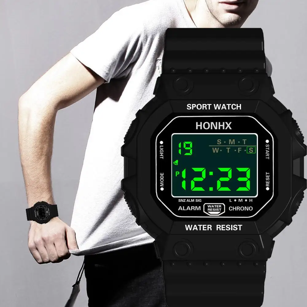 

HONHX Men's Digital Watches Luxury Three Eyes Analog Digital Sport Rubber LED Waterproof Luminous Wrist Watch relogio masculino