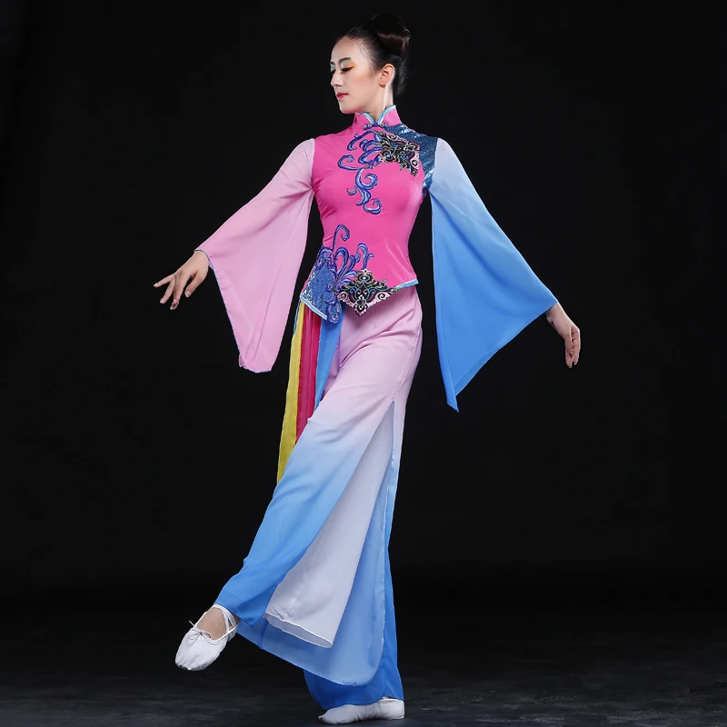 

2017 Rushed Hmong Clothes Disfraces Chinese Classical Dance Costumes Yangko Female National Drum Fan Stage Performance Clothes