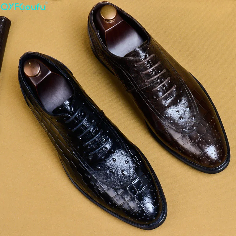 QYFCIOUFU роскошная мужская обувь с перфорацией типа броги полуботинки платье из