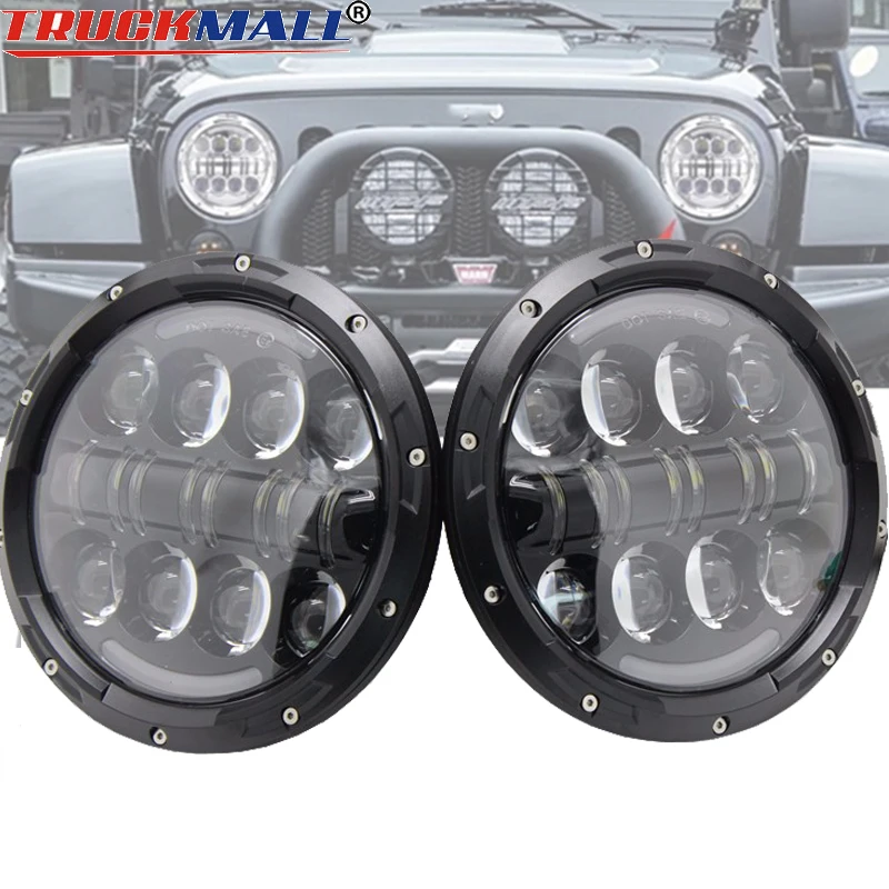 2 шт. для lada niva 7 дюймов фары Hi/Low Beam Halo Angle Eyes DRL Jeep Wrangler Land Rover Defend|Фара авто в сборе| |