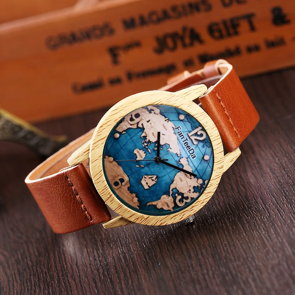 Женские часы акриловые круглые стеклянные циферблат кожаный ремешок аналог