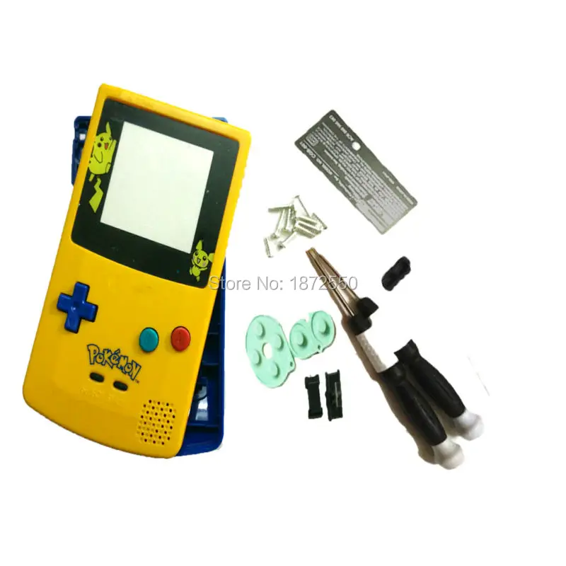 Лидер продаж для nintndo GBC Gameboy Цвет полный Корпус Чехол желтый спереди синий назад Pokcet Мультфильм версия В виде ракушки с X/ Y отвертки